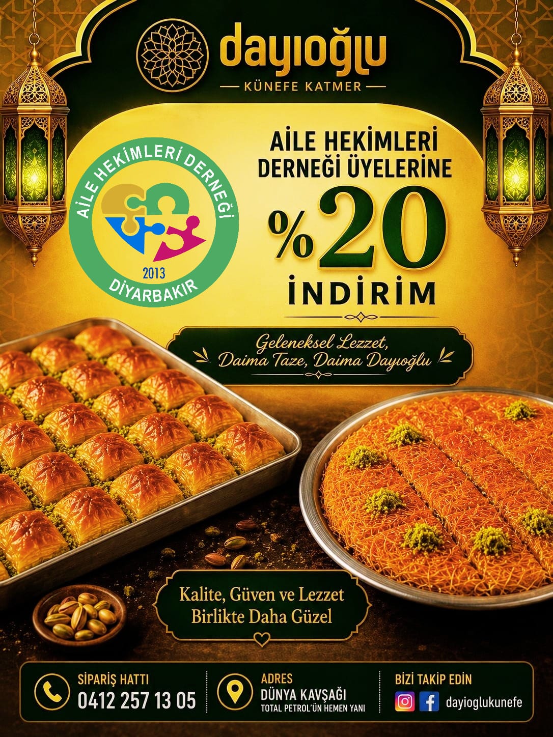 📰 DİYAHED ÜYELERİNE DAYIOĞLU KÜNEFE’DEN %20 ÖZEL İNDİRİM
